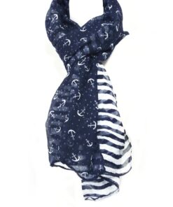 Alternative view of Wrapables® Stripes and Anchor Nautical Marine Scarf 72" X 42"