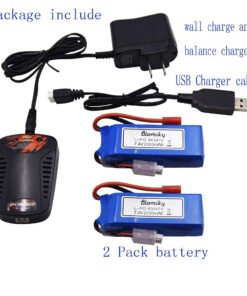 Blomiky 2 Pack 7.4V 2000mAh Lipo Battery Banana Connecdtor Plug and Charger Replacement for DRC-446 and S yma X8C X8W Quadcopter X8C Battery 2 14 61dW2Nr6ZGS