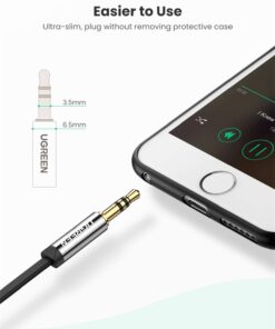 UGREEN 3.5mm Audio Cable Stereo Aux Cord 90 Degree Right Angle, Compatible with Beats iPhone iPod iPad Tablets Speakers 24K Gold Plated Male to Male Black 1.5FT 24 61daUOXIWoL