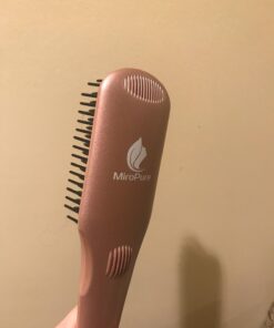 Enhanced Hair Straightener Heat Brush by MiroPure, 2-in-1 Ceramic Ionic Straightening Brush, Hot Comb with Anti-Scald Feature, Auto Temperature Lock & Auto-Off Function (Pink) 4 Piece Set Pink 49 61dboXgngL