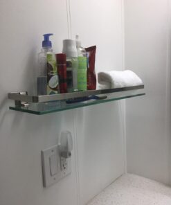 Organize It All Wall Mounting Glass Shelf with Nickle Finish and Rail 39 61dbuFpX3GL