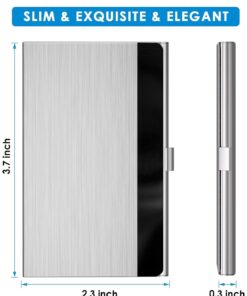 MaxGear Metal Business Card Holder for Men & Women, Pocket Business Card Case Slim Business Card Wallet Business Card Holders Name Card Holder, 3.7 x 2.3 x 0.3 inches, Stainless Steel, Silver Mirror Brushed Silver 31 61dfMz5x09L