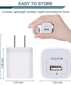 Alternative view of AILKIN USB Charger Wall Plug, [5Pack-1Port] Fast Charging Outlet AC Power Adapter Block Cube for iPhone, iPad, Samsung, Camera, Android or Type C Phones & Tablets Charge Multiple USB Hub Station Base White