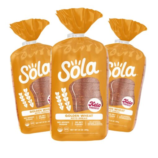 SOLA Non GMO & Keto Certified Bread, Golden Wheat, 1g Net Carb, 14 OZ Loaf (3 Pack) 14 Ounce (Pack of 3)