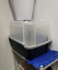 IRIS USA Large Split-Hood Cat Litter Box with Scoop and Grate, Blue Split Hooded - Navy 59 61dtiC66IML