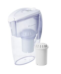 Invigorated Water Alkaline Water Filter Pitcher - Long Lasting Alkaline Water Pitcher Filter with Multi-Stage Filtration System - High pH Alkaline Pitcher Water Jug & 1 Alkaline Filter - 2.5L (White) White