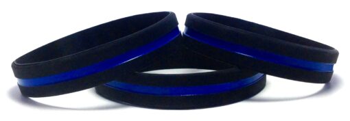 TheAwristocrat 3 Pack of Thin Blue Line Rubber Wristband Silicone Bracelet to Support Law Enforcement Adult (8" 202mm)