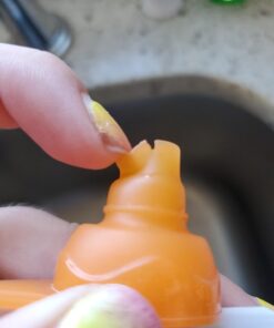 ChooMee SoftSip Food Pouch Top | Baby Led Weaning | No Spill Flow Control Valve, Protects Childs Mouth, 100% Silicone, BPA Free | 2CT Orange Aqua 44 61dysXvfX0L