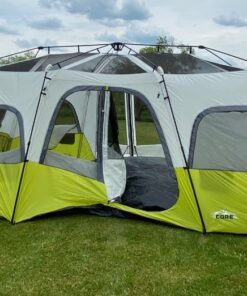 CORE 12 Person Instant Cabin Tent | 3 Room Huge Tent for Family with Storage Pockets for Camping Accessories | Portable Large Pop Up Tent for 2 Minute Camp Setup Green 40 61dzPyrpA L