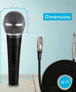 Pyle Professional Dynamic Vocal Microphone - Moving Coil Dynamic Cardioid Unidirectional Handheld Microphone with ON/OFF Switch Includes 15ft XLR Audio Cable to 1/4'' Audio Connection - PDMIC59,Black 12 61e0jt7ZxTL
