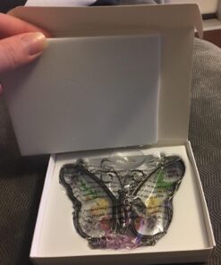 Mom Butterfly Suncatcher with Pressed Flower Wings and Silver Heart Charm - Hanging Height 8" 1 39 61e1 4U7UL