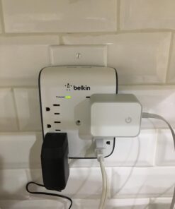 Belkin 6-Outlet Wall Surge Protector w/ 2 USB Ports - Wall Mountable w/ Premium Protection Against Surges - Safe Charge for Mobile Devices, Tablets, Small Appliances, & More - 900 Joules of Protection Wall Mount 6-Outlet with USB Power Strip 48 61e3Blebl0L 1