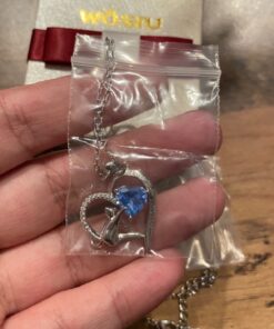 WOSTU Unicorn Necklace Forever Love Heart Paw Cat Sloth Koala Necklace for Women Girl Silver Plated with Colorful CZ Heart Pendant Cat & Blue 32 61e58An0LL 1