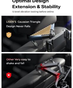 LISEN Tablet iPad Holder for Car Mount Headrest iPad Car Holder Back Seat Travel Accessories Car Tablet Holder Mount Road Trip Essentials for Kids Adults Fits All 4.7-12.9" Devices & Headrest Rod BLACK-FITS 1.77"-8.2" HEADREST ROD 38 61e5OC5GiGL