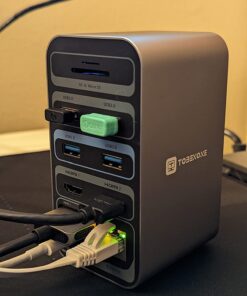 TOBENONE USB C Docking Station for 15 in MacBook - Dual Monitor Docking Station With 2 HDMI, 6 USB A, SD/Micro SD, LAN, 87W PD, Grey UDS013-No Power Adapter 45 61e6E9aQAeL