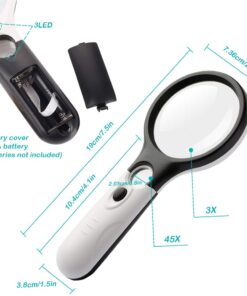 Jewelry Loupe Magnifier with UV LED Light, AFUNTA 30X 60X 90X Slide Out Pocket Magnifying Glass (Black & White) Black & White 12 61e775LdhbL