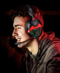 Tatybo Gaming Headset with 7.1 Surround Sound for PC PS4 PS5, USB & 3.5mm PC Headset with Noise Cancelling Microphone, Gaming Headphones for Switch Laptop Xbox one Black and Red 28 61e8SEehFhL 3
