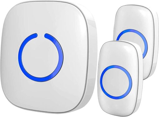 SadoTech Wireless Doorbells for Home, Apartments, Businesses, Classrooms, etc. - 2 Door Bell Ringer & 1 Plug-In Chime Receiver, Battery Operated, Easy-to-Use, Wireless Doorbell w/LED Flash, White 2 push buttons + 1 receiver