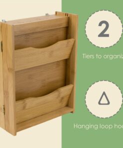 Alternative view of Bamboo Key and Mail Organizer For Wall ( Natural), By Home Basics | Mail Shelf Organizer With 6 Interior Key Hooks | Dual Compartment Small Mail Holder 8.2"x 3.5 "x 10.5 "