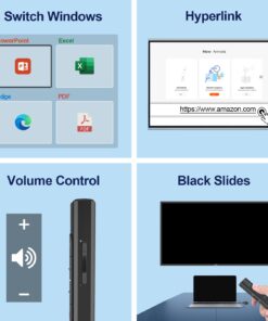 SSPONT Presentation Clicker for PPT, Wireless Presentation Remote, Laser Pointer for Presenter, Slide Advancer for Slide Show, Powerpoint/Keynote/Google Slides/Classroom, Mac OS/Windows/Linux (JH61) battery-red light 8 61eHV AbEHL