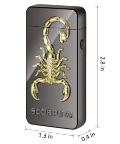 Kivors USB Rechargeable Flameless Lighters Windproof Electronic Zinc Plasma Dual Pulse Arc Lighter Eagle Lighters for Candle Camping BBQs Business Gift Black Scorpion 14 61eK2qxO 7L