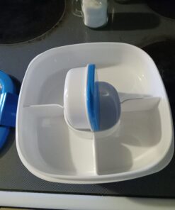 Bentgo® All-in-One Salad Container - Large Salad Bowl, Bento Box Tray, Leak-Proof Sauce Container, Airtight Lid, & Fork for Healthy Adult Lunches; BPA-Free & Dishwasher/Microwave Safe (Blue) Blue 44 61eLZUX1PTL