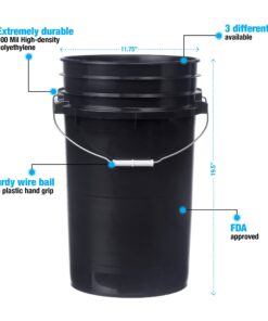 Hudson Exchange Premium 7 Gallon Bucket with Lid, HDPE, Black 10 61eQecI7ncL