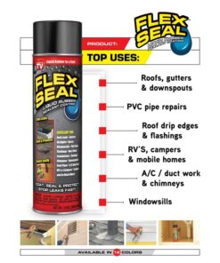 Flex Seal, 14 oz, Black, Stop Leaks Instantly, Waterproof Rubber Spray On Sealant Coating, Perfect for Gutters, Wood, RV, Campers, Roof Repair, Skylights, Windows, and More 14 Ounce (Pack of 1) 25 61eRAwfnzCL