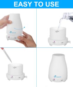 Diffuserlove Essential Oil Diffusers 200ML Remote Control Ultrasonic Mist Humidifiers BPA-Free Aromatherapy Diffuser with 7 Color Lights, Auto Shut-Off for Bedroom Office Kitchen White 31 61eUAmbBMVS