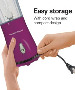 Hamilton Beach Portable Blender for Shakes and Smoothies with 14 Oz BPA Free Travel Cup and Lid, Durable Stainless Steel Blades for Powerful Blending Performance, Raspberry (51131) 14 oz. 1 Jar 28 61eWrRJ6J5L