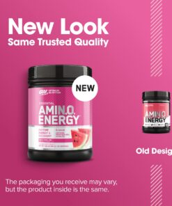 Optimum Nutrition Amino Energy - Pre Workout with Green Tea, BCAA, Amino Acids, Keto Friendly, Green Coffee Extract, Energy Powder - Watermelon, 65 Servings (Packaging May Vary) 65 Servings (Pack of 1) 19 61eXpkieXML