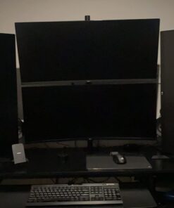 VIVO Dual LCD Monitor Desk Mount Stand Heavy Duty Stacked, Holds Vertical 2 Screens up to 32" (STAND-V002T) Black 37 61eYsY6ttvL