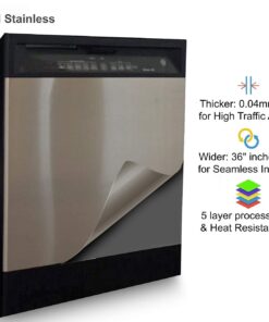 EZ FAUX DECOR Dishwasher Front Door Panel Replacement Peel and Stick Stainless Steel Cover Vinyl Self Adhesive 26" X 36" Waterproof Heat Resisiant Durable Instant Update (Trimmable) 24 61ea6ZmPczL