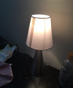 Simple Designs LT2014-WHT-2PK Valencia Brushed Nickel Mini Touch Table Lamps with Fabric Shades, White (Pack of 2) Brushed Nickel Base with White Shades 45 61ekCsUQdwL