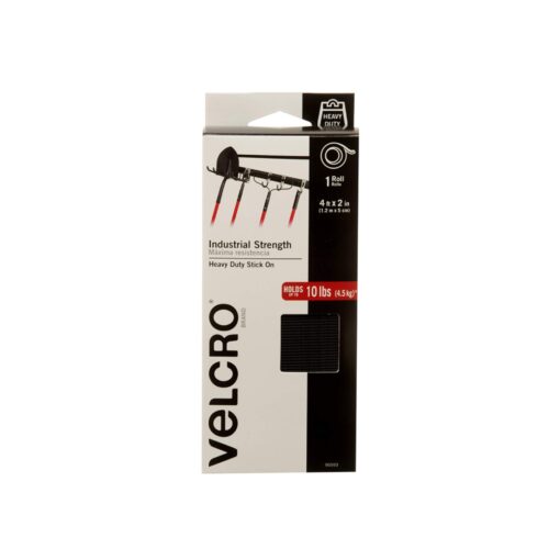 VELCRO Brand - Industrial Strength | Indoor & Outdoor Use | Superior Holding Power on Smooth Surfaces | Size 4ft x 2in | Tape, Black - Pack of 1, (Model: 90593)