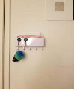 mDesign Wall Mount Modern Plastic Mail Organizer Storage Basket - 5 Hooks - for Entryway, Mudroom, Hallway, Kitchen, Office - Holds Letters, Magazines, Coats, Keys - White 33 61elqHVpepL