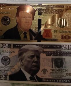 Authentic $100 President Donald Trump Authentic 24kt Gold Plated Commemorative Bank Note Collectors Item by Aizics Mint 30 61em8OnLhFL