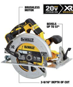DEWALT 20V MAX 7-1/4-Inch Circular Saw with Brake, Tool Only, Cordless (DCS570B) Circular Saw Only 29 61eme87lnUL