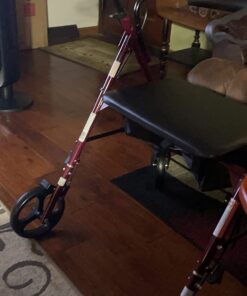 Medline Heavy Duty Rollator Walker with Seat, Bariatric Rolling Walker Supports up to 500 lbs, Large 8-inch Wheels, Burgundy 40 61eoiIgFhpL