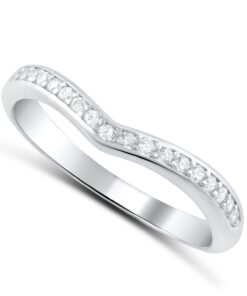 Alternative view of SILVERCLOSEOUT Rhodium Plated Sterling Silver Womens Dainty CZ pointy V stacking Ring Band (Size 4-9)