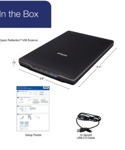 Epson Perfection V39 Color Photo & Document Scanner with Scan-To-Cloud & 4800 Optical Resolution, Black 44 61equSs2zrL 1