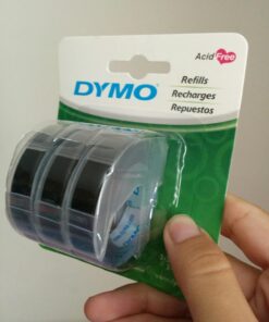 DYMO 3D Plastic Embossing Labels for Embossing Label Makers, White Print on Black, 3/8'' x 9.8', 3-roll Pack (1741670) Assorted Embossing Labels Tape 33 61erWib4TL