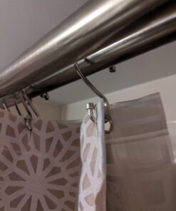 Maytex Shower Curtain Hooks, Shower Curtain Rings, Rust-Resistant Decorative Double Roller Glide Shower Hooks, Shower Rings for Bathroom Shower Rods, Curtains, Liners, Set of 12, Brushed Nickel 32 61esVeHQwoL