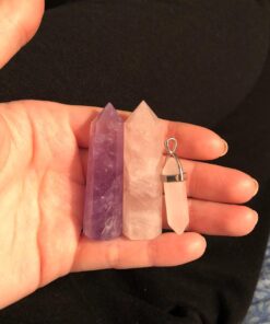 Healing Crystal Wands,2" Amethyst Crystal, Rose Quartz,Clear Quartz and Black Obsidian£¬6 Faceted Reiki Chakra Stones 4 pcs Pink,clear Quartz,black Obsidian,amethyst 2" Tall 75 61euu TDTsL
