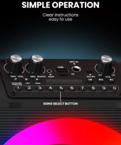 Karaoke Machine with Two Wireless Microphones, Portable Karaoke Machine for Adults & Kids, Portable Bluetooth Speaker with PA System, LED Lights, Supports TF Card/USB, AUX in, FM, USB,TWS (Red) red 17 61evjHt29eL