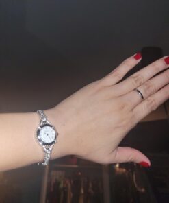 GUESS Petite Vintage Crystal Bracelet Watch with Self-Adjustable Links Silver Tone/Silver/Silver Tone 18 61ew EkC2kL