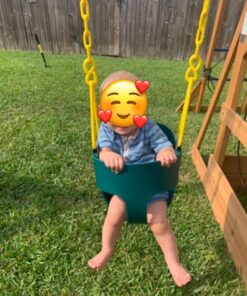 Deluxe High Back Full Bucket Toddler Swing with Exclusive Chain & Triangle Dip Pinch Protection and Carabiners for Easy Install - Green - Squirrel Products 31 61ey8mBYCPL