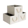 StorageWorks Storage Baskets for Organizing Shelves , Foldable Fabric Storage Bins with Handles, Beige, White & Ivory, 3-Pack, 11 ½" L x 8 ¾" W x 6 ½" H 50 61eyHM5nrwL