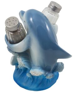 Dolphin Riding Ocean Wave Salt and Pepper Shaker Set with Figurine Holder in Decorative Tropical Kitchen Decor Spice Racks & Porpoise Display Stands or Beach Bar As Gifts for Dolphin Lovers 10 61eyc58GwRL
