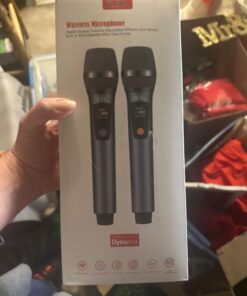 XZL Professional Wireless Microphones for Karaoke Singing, Rechargeable Dual UHF Dynamic Microphone, with Long-Distance UHF Receiver, Plug and Play, Speech, Wedding, Church, PA System Navy 27 61f5LEaUGSL